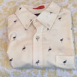 Men's Cream Shirt with Blue Pattern